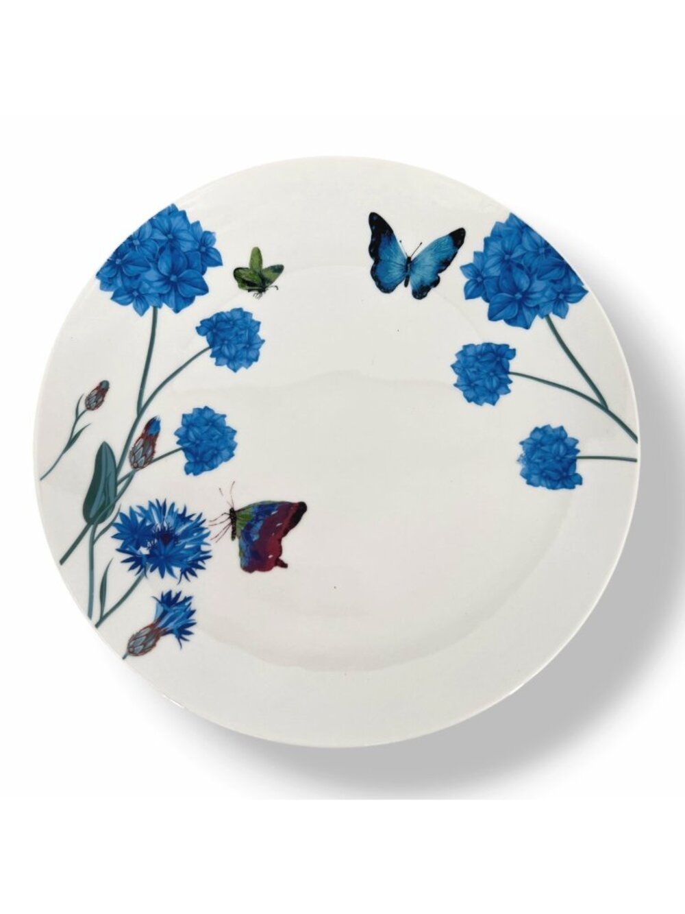 Royal Norfolk Blue Floral Butterfly Porcelain Dinner Plates Set Of 4 10.5"
